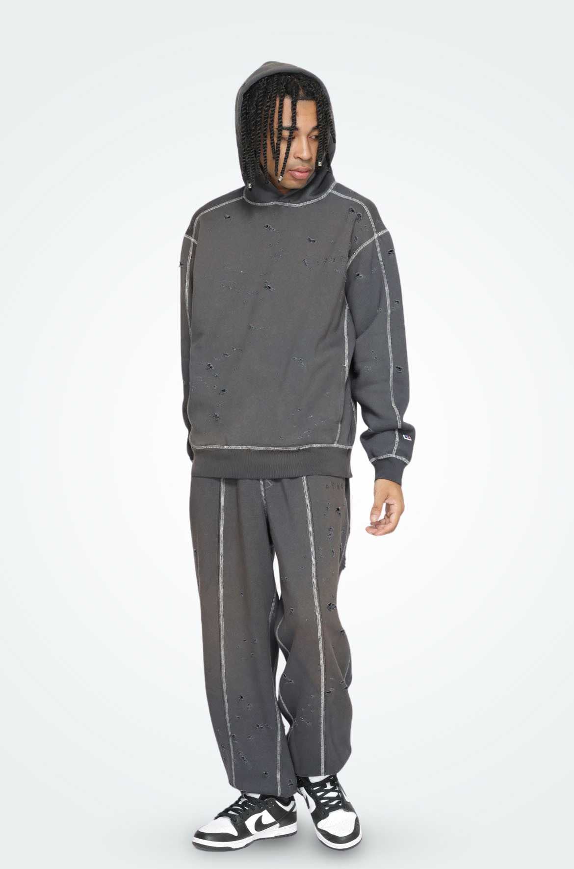 RUSSELL x Bal ディストゥレスト アスレチック ヘビーコットンフーディー "チャコールグレー"