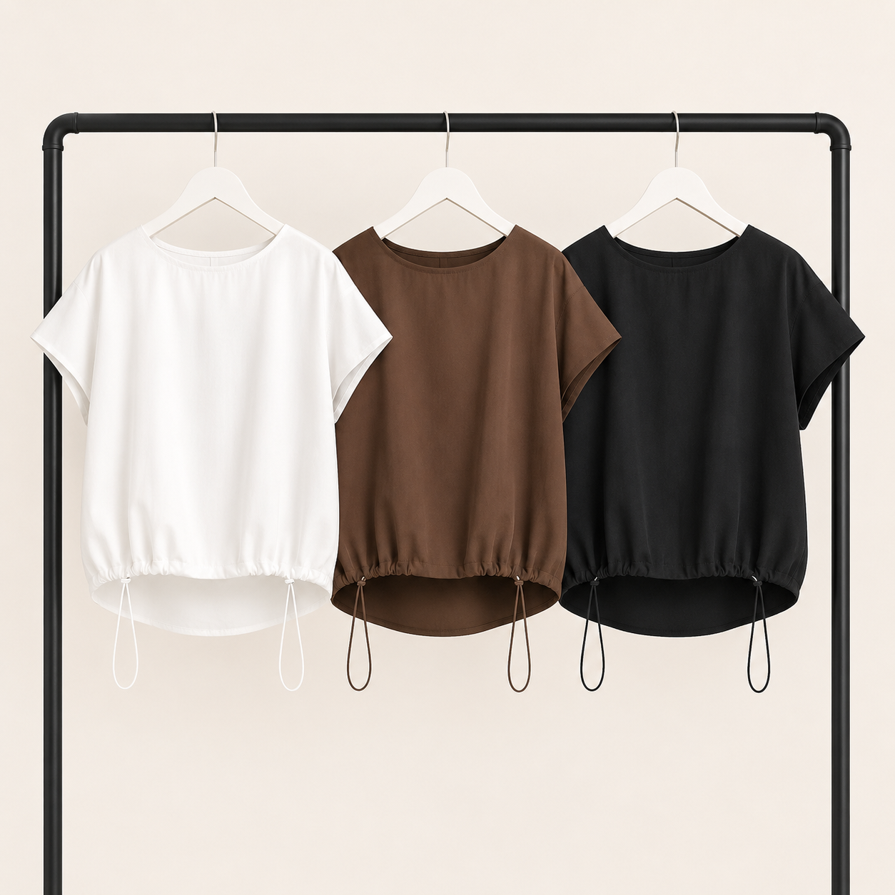 フロントドロスト無地Tシャツ