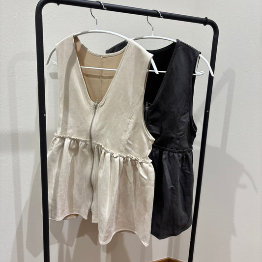 スエードフロントジップVネックベスト [ELENCARE DUE]