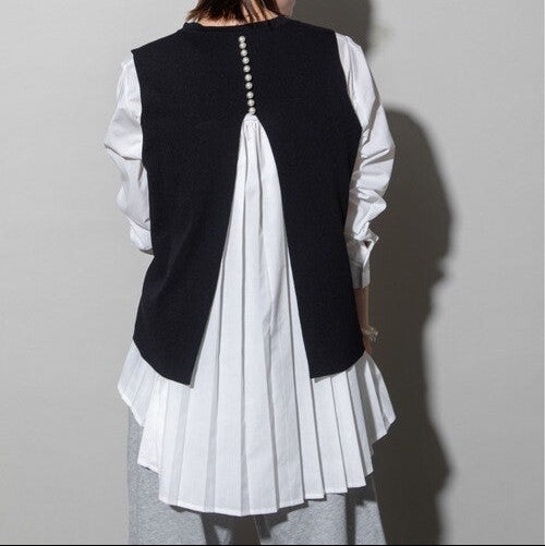 2WAY ニットベスト×バックプリーツシャツ [lodie]