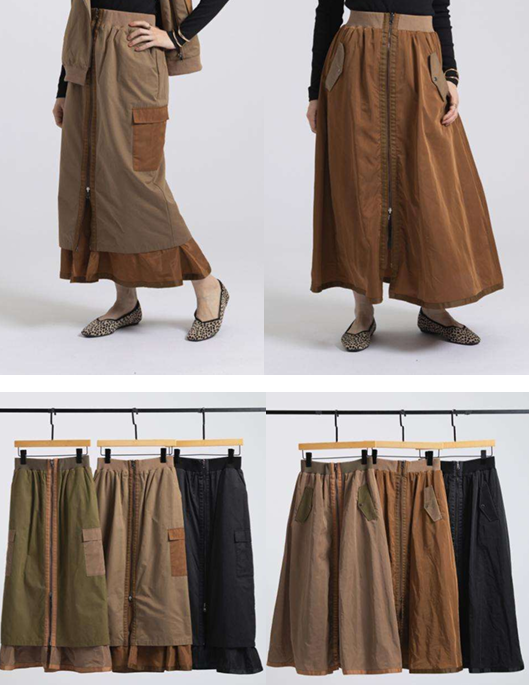 リバーシブルミリタリーフレアスカート [33℃]