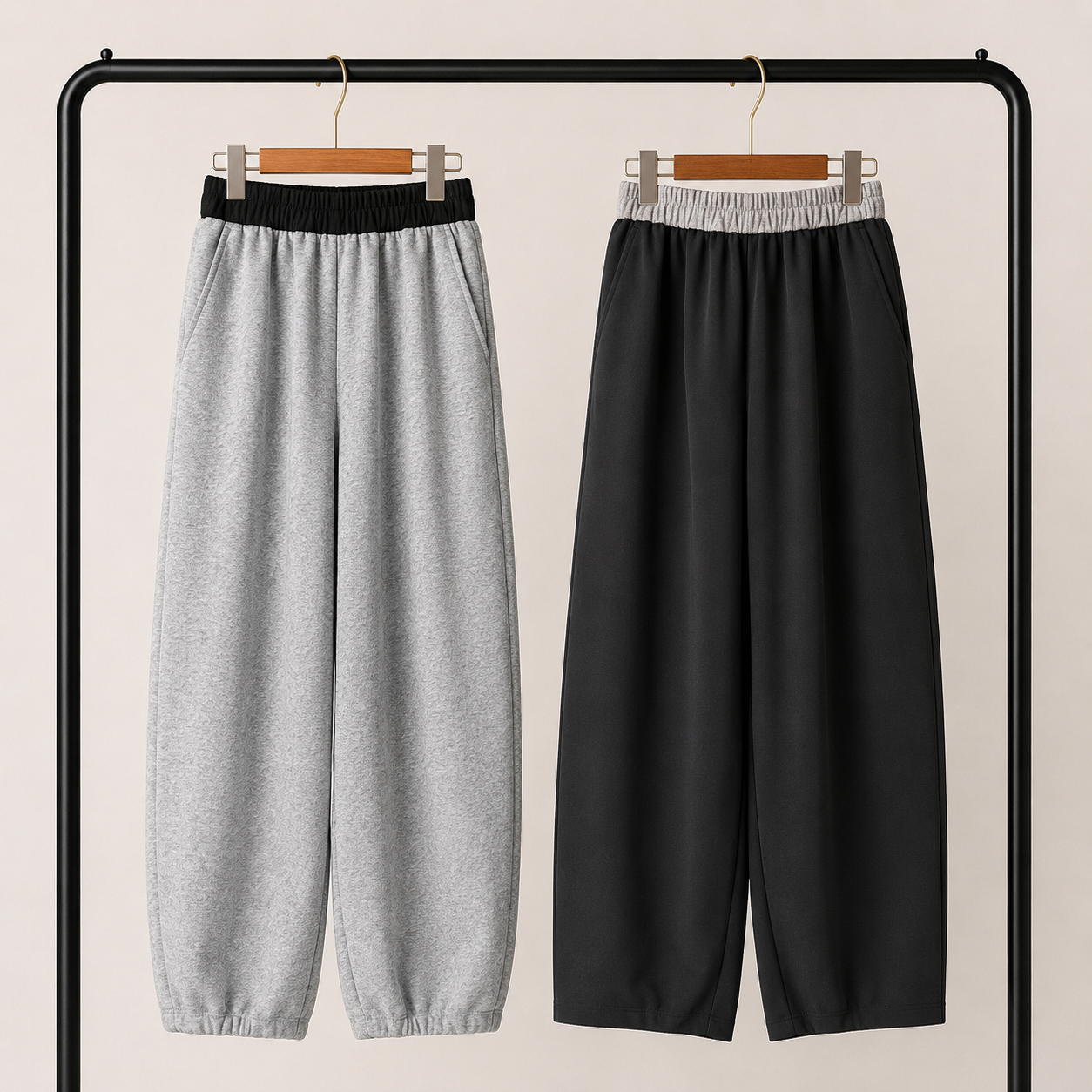 ウエスト配色スウェットカーブパンツ