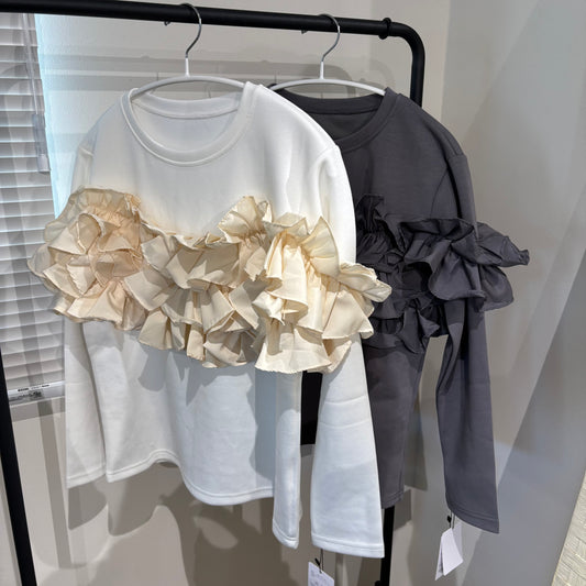 3WAY胸元フリルプルオーバートップス [SKYpink]