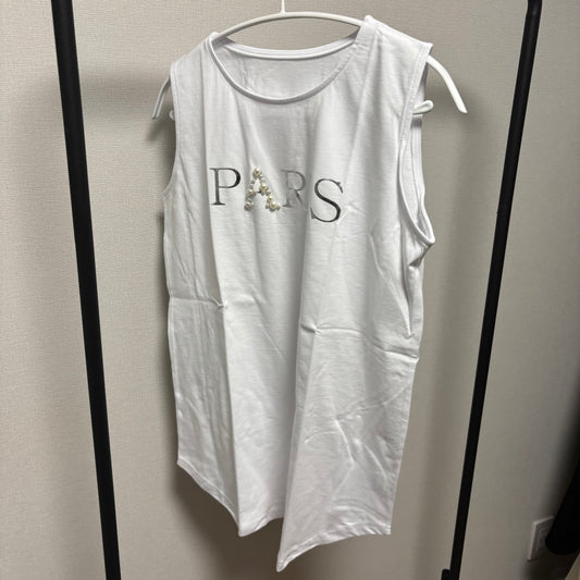 PARISプリントパールノースリーブTシャツ