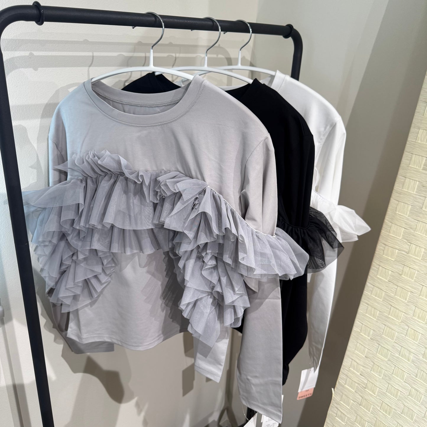 3WAYチュールフリル付き長袖Tシャツ[SKYpink]