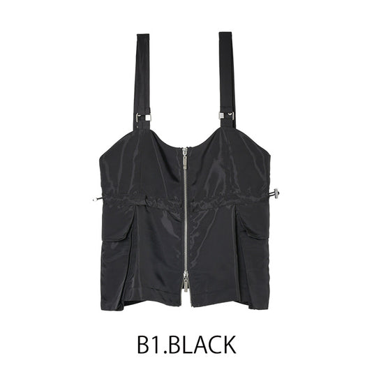 フロントジップ ナイロンビスチェ [MICALLE MICALLE]