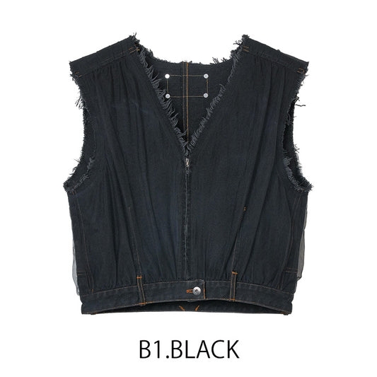 デニムジップベスト [MICALLE MICALLE]