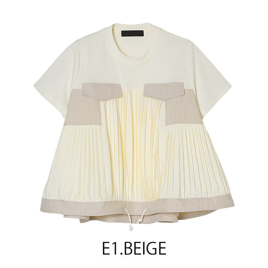 3collarプリーツTシャツ [MICALLE MICALLE]