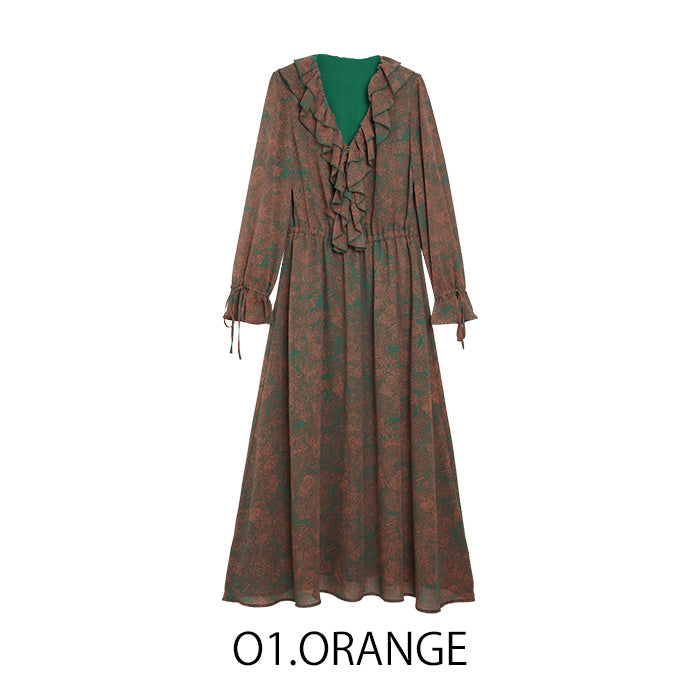 フリルロングワンピース [MICALLE MICALLE]