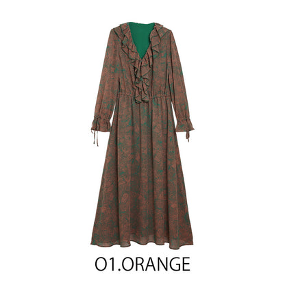 フリルロングワンピース [MICALLE MICALLE]