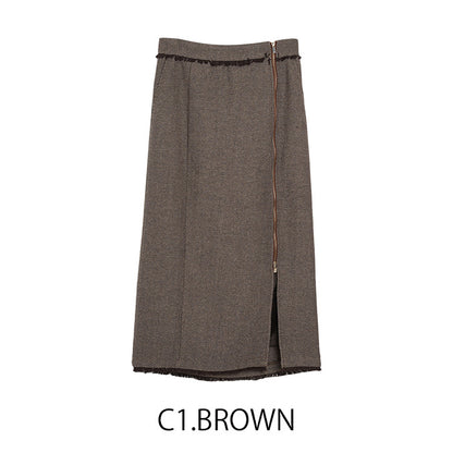 フロントジップロングスカート [MICALLE MICALLE]