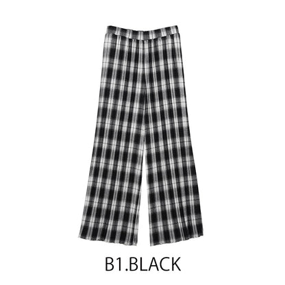 チェックプリーツパンツ [MICALLE MICALLE]