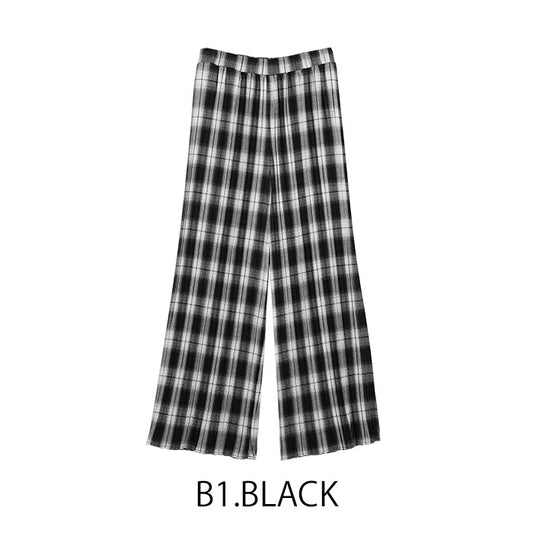 チェックプリーツパンツ [MICALLE MICALLE]