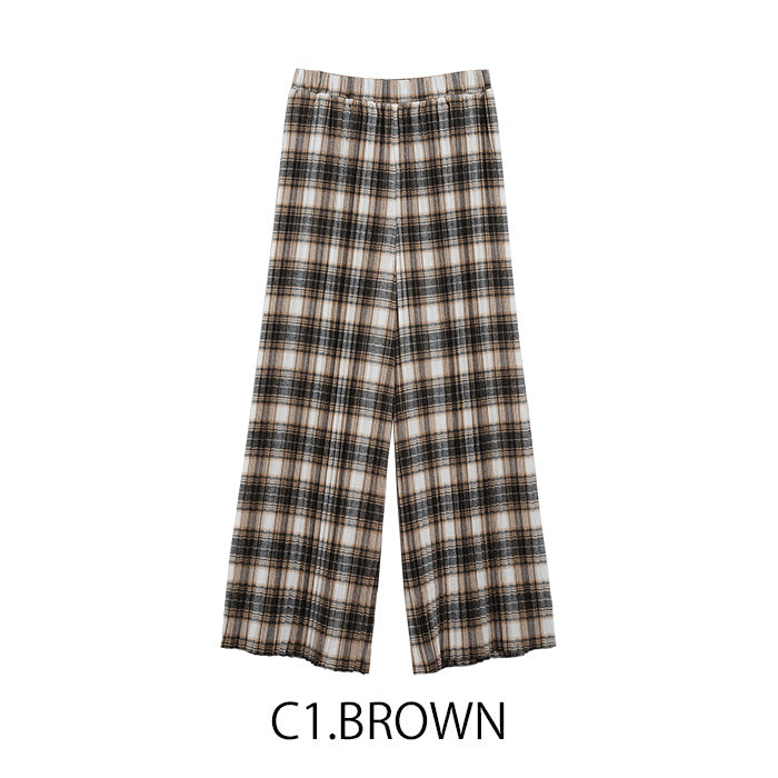 チェックプリーツパンツ [MICALLE MICALLE]