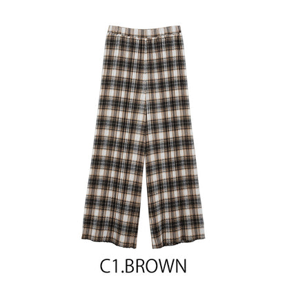 チェックプリーツパンツ [MICALLE MICALLE]