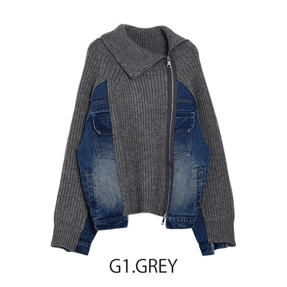 デニムジップニット  [MICALLE MICALLE]