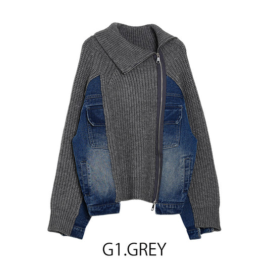 デニムジップニット  [MICALLE MICALLE]