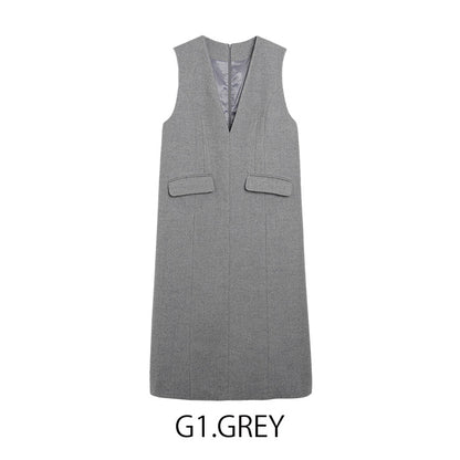 Vネックベストワンピース  [MICALLE MICALLE]