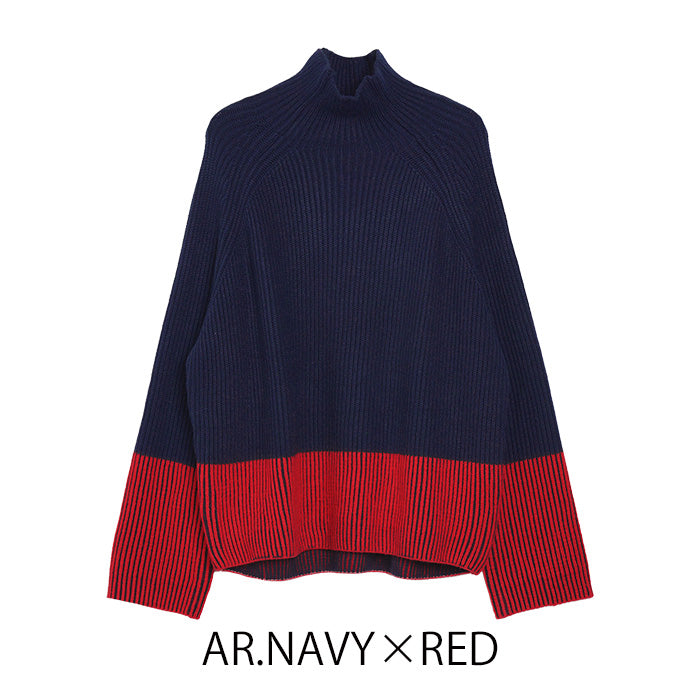 バイカラーハイネックニット [MICALLE MICALLE]