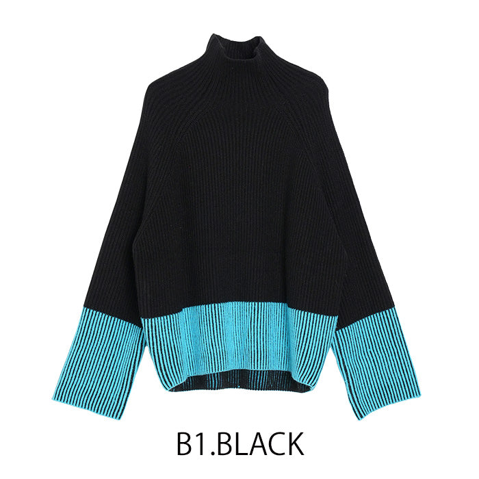 バイカラーハイネックニット [MICALLE MICALLE]