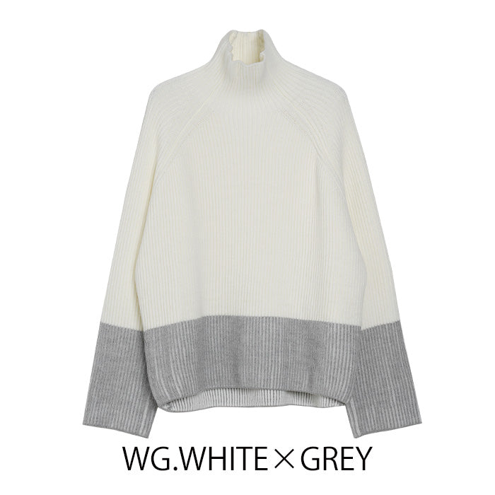 バイカラーハイネックニット [MICALLE MICALLE]